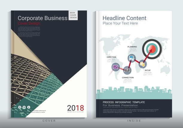 公司商业封面设计，有图片背景空间，用于年度报告，小册子，传单，单张，销售工具包，目录，杂志，小册子，作品集，海报，矢量模板A4大小。图片下载