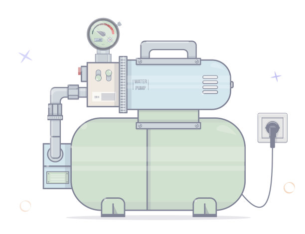 水泵。为网上商店的管道。卡通风格。矢量在白色背景。图片下载