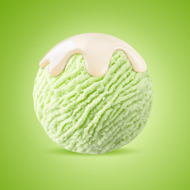 薄荷冰淇淋勺加香草酱图片下载