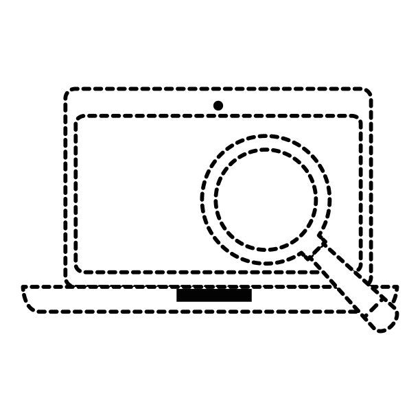 带放大镜的笔记本电脑图片下载