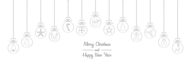 圣诞卡手绘装饰物与图标。向量。图片下载