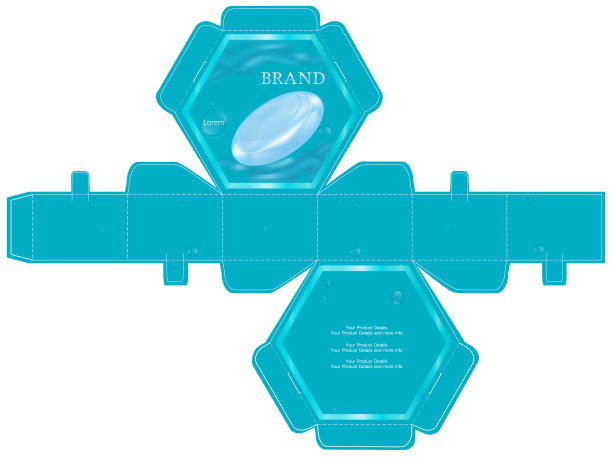 香皂包装设计，豪华六边盒设计模板。图片下载