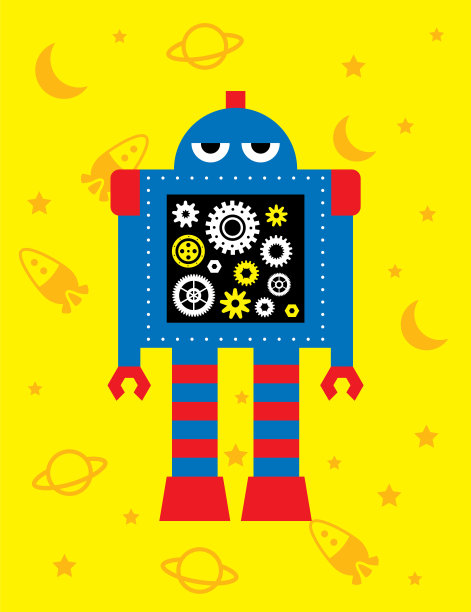 有趣的机器人壁纸矢量图片下载