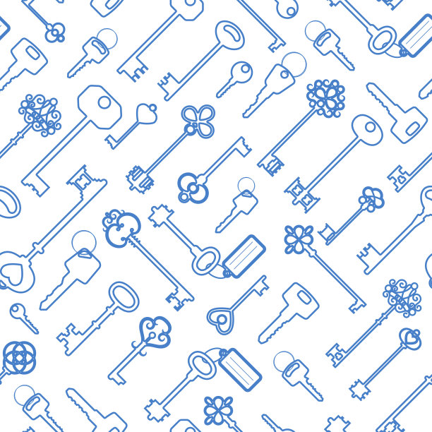 关键无缝模式在蓝色轮廓图片下载
