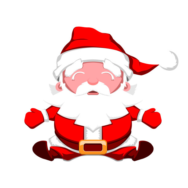 快乐的圣诞老人张开双臂坐在白色的背景图片下载