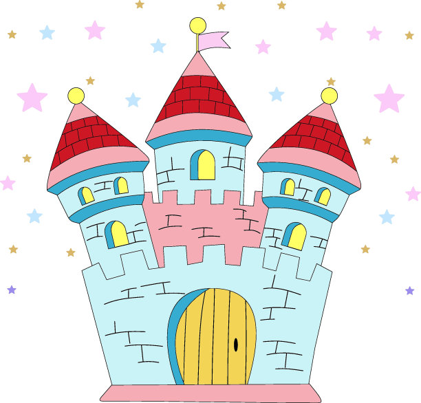 有星星的魔法城堡。矢量插图。图片下载