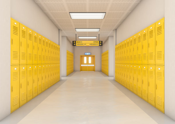 黄色学校储物柜灯图片下载