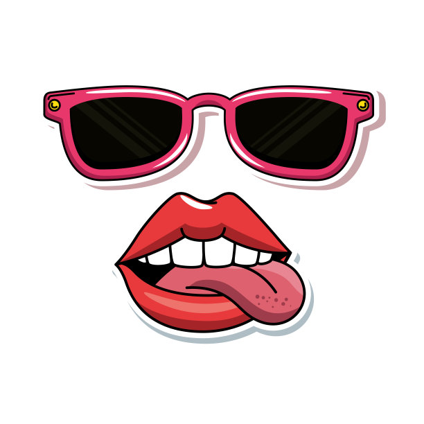 戴墨镜的波普艺术嘴唇图片下载