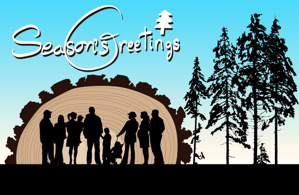 节日问候家庭明信片图片下载