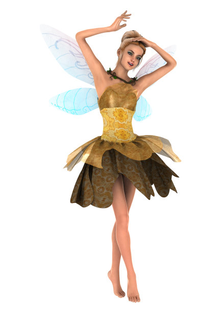 3D渲染幻想精灵在白色图片下载