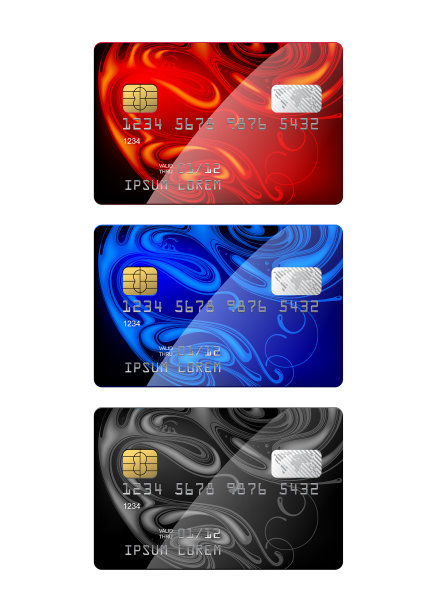 一套不同颜色的信用卡图片下载
