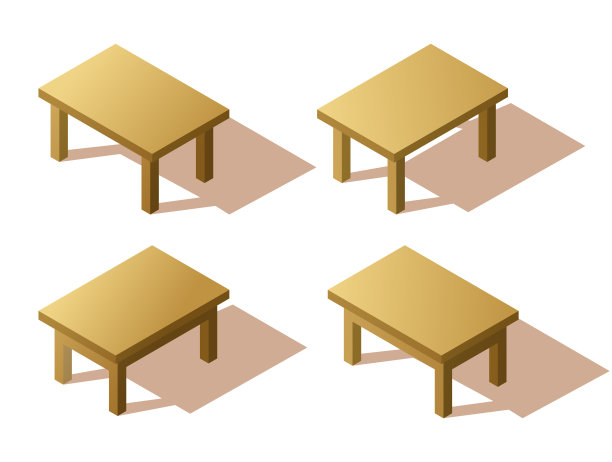 一套等距木桌。图片下载