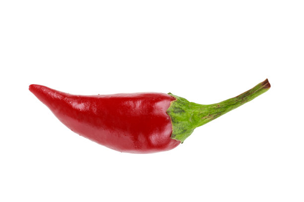 一个水平的红辣椒孤立在白色的背景素材图片