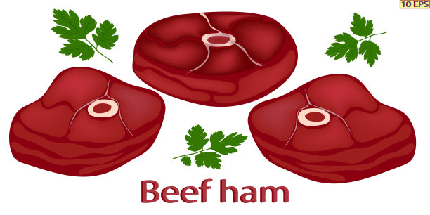 牛肉。在白色背景下分离的新鲜生肉。肉。Vectorn。图片下载