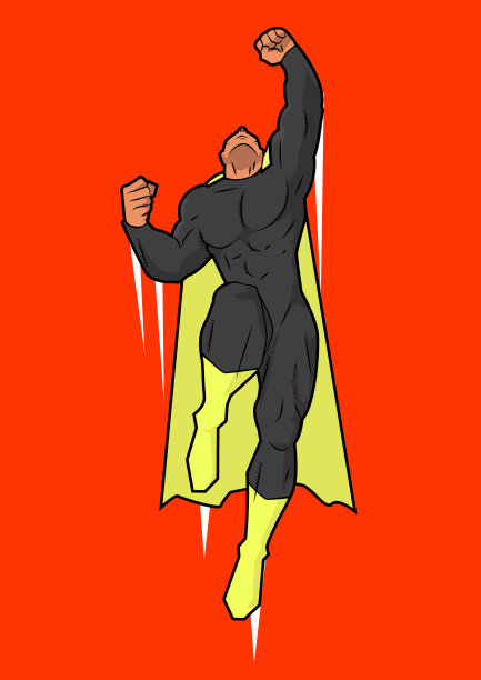 矢量漫画书风格的超级英雄打击向上的插图图片下载