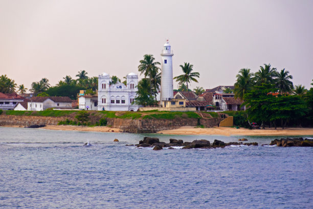 加勒斯里兰卡清真寺和灯塔图片下载