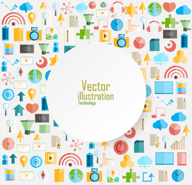 模板设计以社交网络图标为背景的商人思维理念图片下载