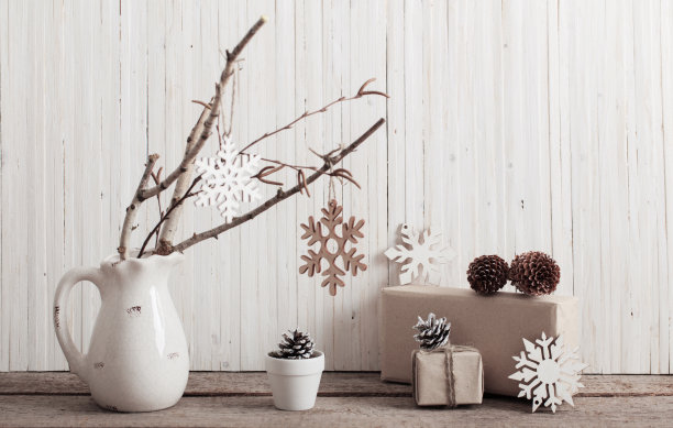 白色圣诞复古装饰图片下载