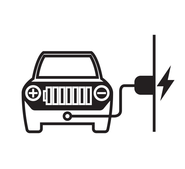 图标电动汽车平面风格矢量插图。图片下载