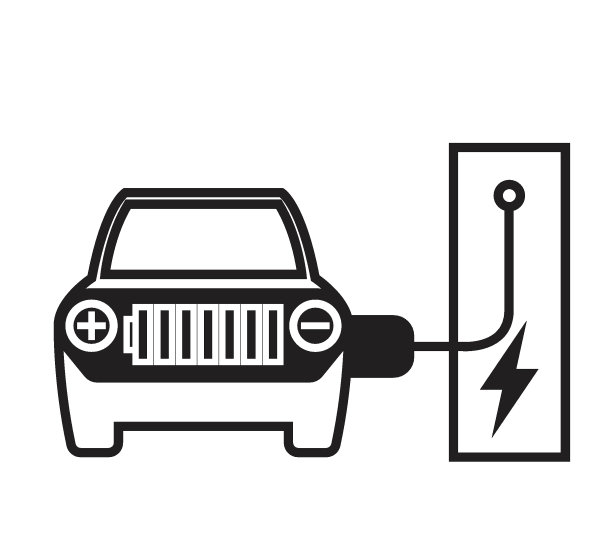 图标电动汽车平面风格矢量插图。图片下载