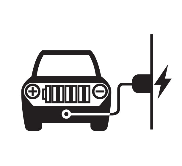 图标电动汽车平面风格矢量插图。图片下载