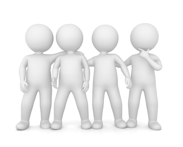 朋友在一起的伙伴伙伴的3d文本模板与站棍男人肩并肩孤立在白色图片下载