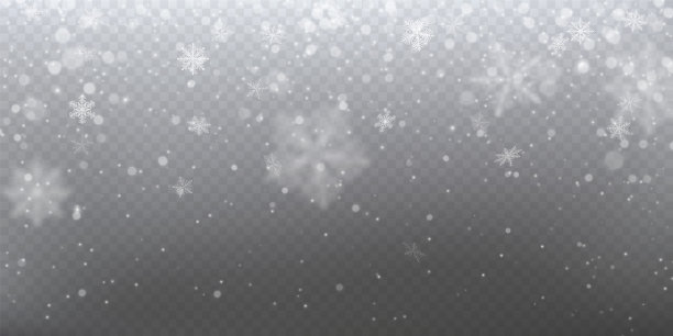 逼真白色雪花飘落光效素材图片