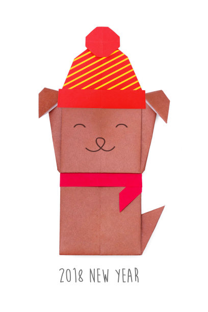 折纸狗在白色的背景图片下载