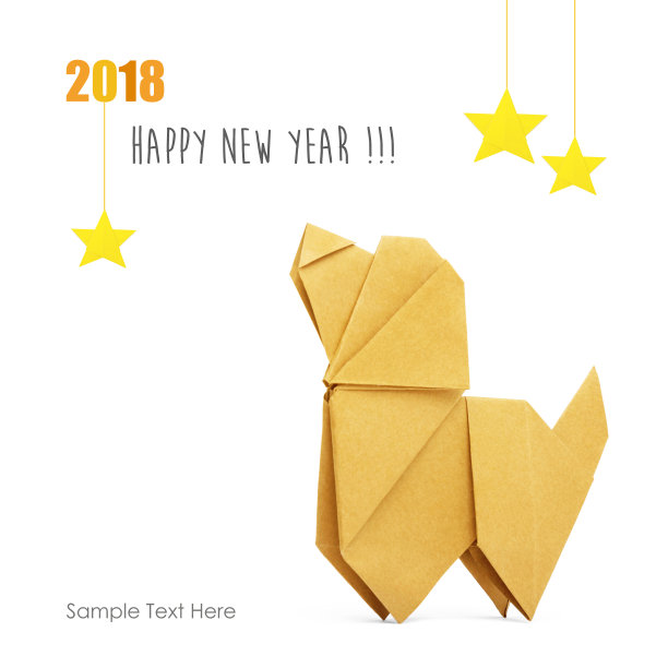 折纸狗在白色的背景图片下载