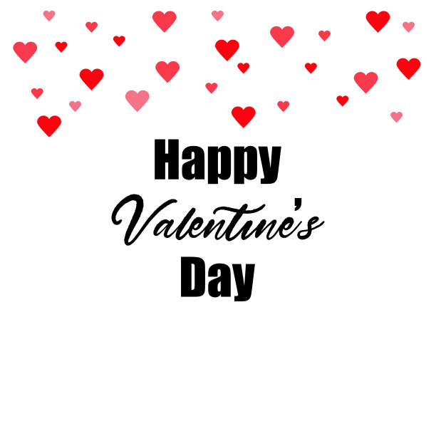 快乐的情人节排版海报与手写书法文本，孤立在矢量插图图片下载