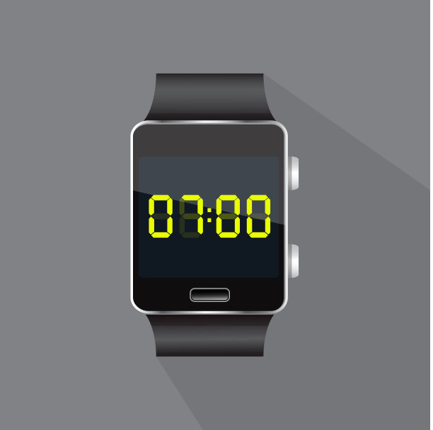 矢量图标。不锈钢智能手表孤立的背景。素材图片