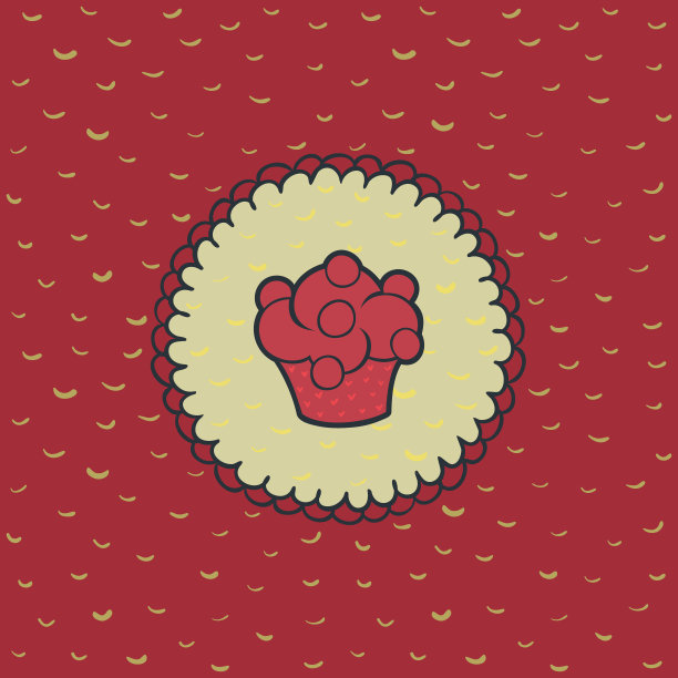 圣诞和新年圆框纸杯蛋糕的象征。贺卡。图片下载