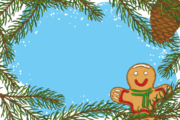 杉树枝，松果和姜饼图片下载