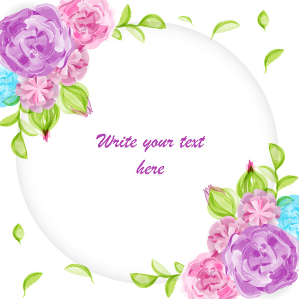 复古婚礼水彩花框图片下载