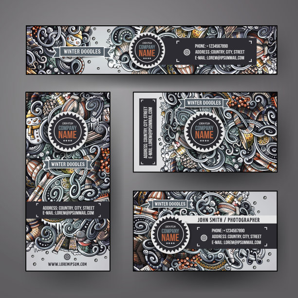 企业标识与涂鸦卡通冬季主题图片下载