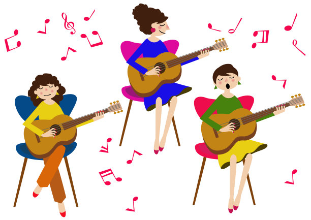音乐剪辑艺术。吉他。吉他手。音乐场景。图片下载