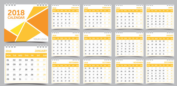 桌面日历2018模板设计图片下载