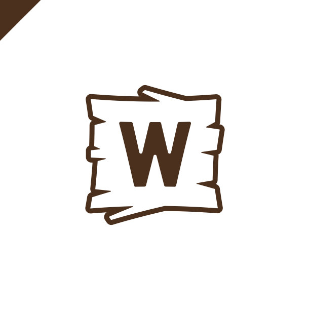 木质字母或带有字母w的字体块，在带有轮廓的木质纹理区域内。图片下载