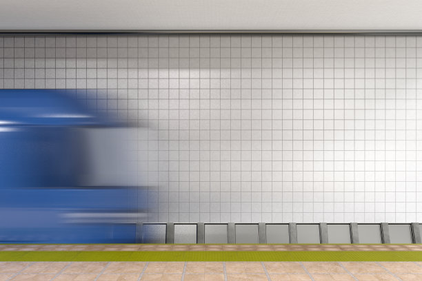 有火车的地铁站广告海报空白墙图片下载