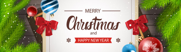圣诞横横幅快乐新年装饰设计图片下载