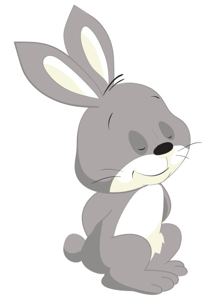 灰色卡通兔子闭着眼睛站着图片下载