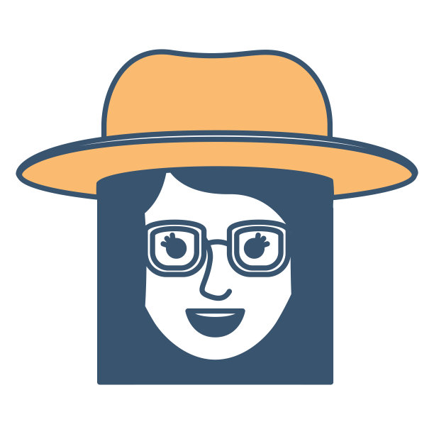 女性的脸与帽子和眼镜和短直发在颜色部分剪影图片下载