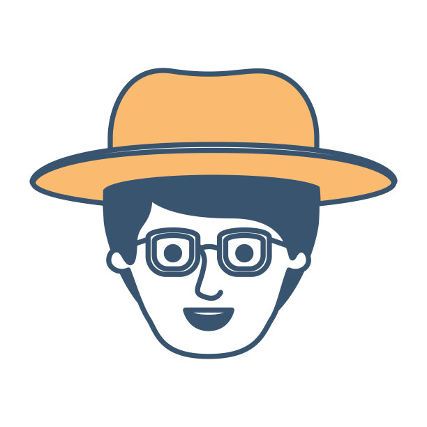 男脸带帽子和眼镜和侧分发型在不同颜色的剪影图片下载