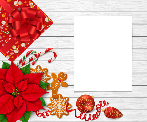 白色木制背景上的圣诞模型图片下载