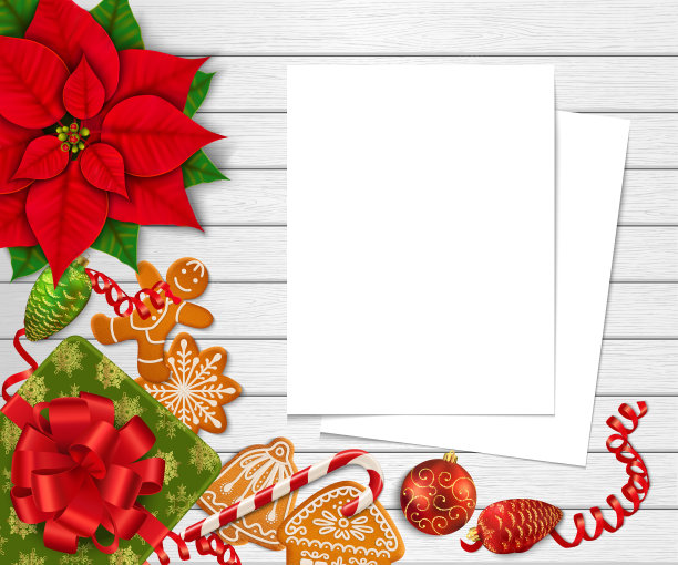 白色木制背景上的圣诞模型图片下载