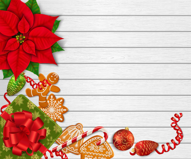 圣诞白色木制背景图片下载