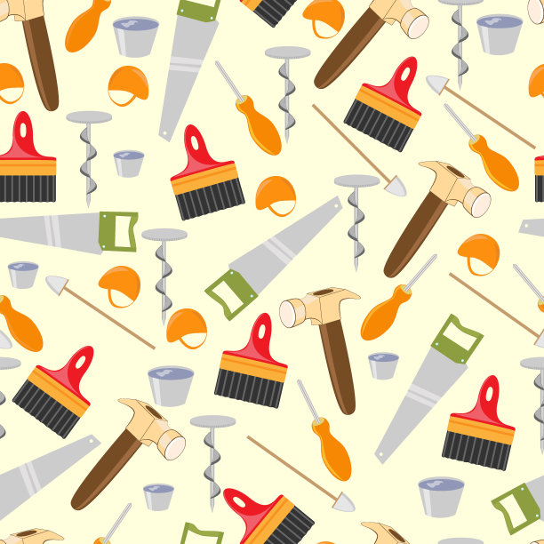 建筑工具的样式锤子，锯，螺丝刀，刷子，螺丝图片下载