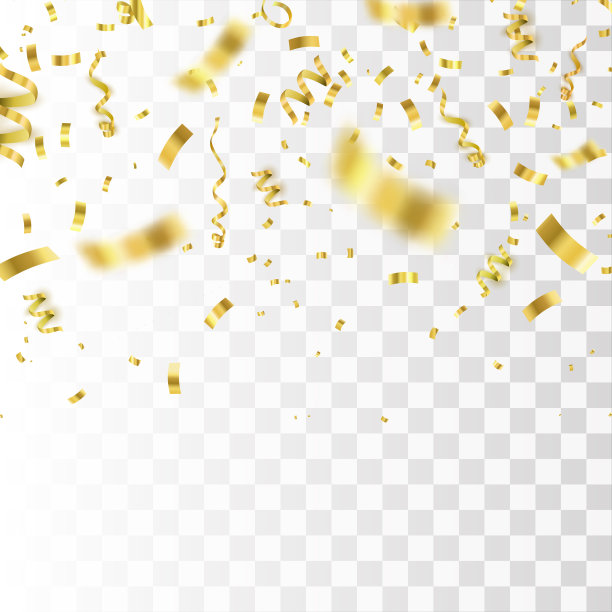 金色的纸屑孤立在方格背景上。节日的矢量图图片下载