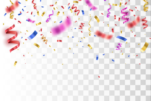 鲜艳的五彩纸屑孤立在透明的背景。节日的矢量图图片下载