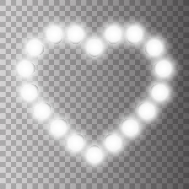 发光的心孤立在透明的背景。向量图片下载